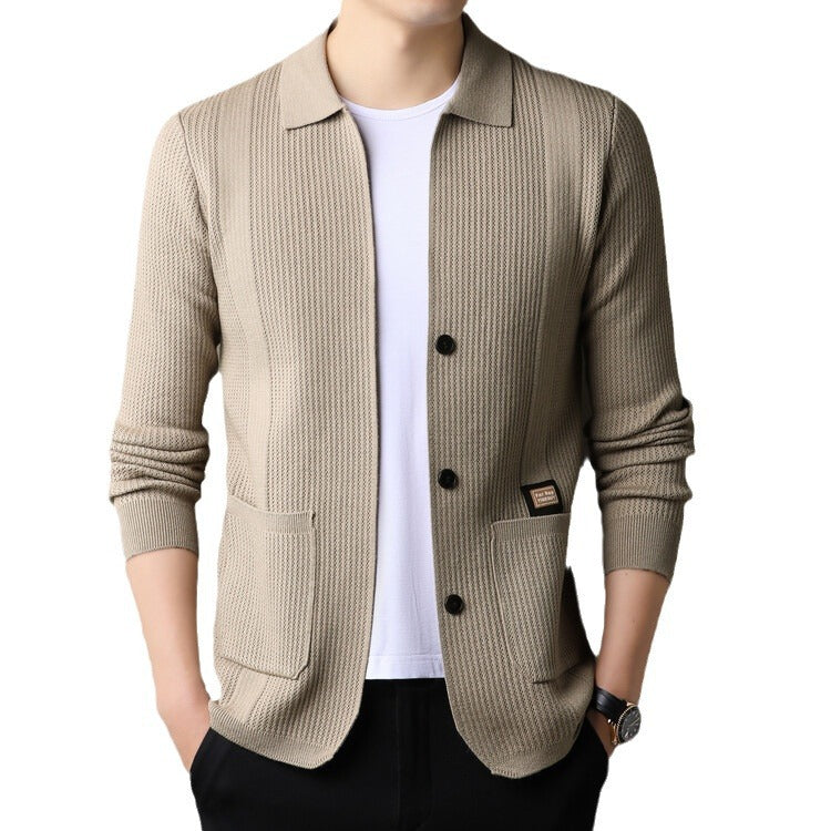 Herren lässiger Strickcardigan mit strukturierter Oberfläche Echoarchiv