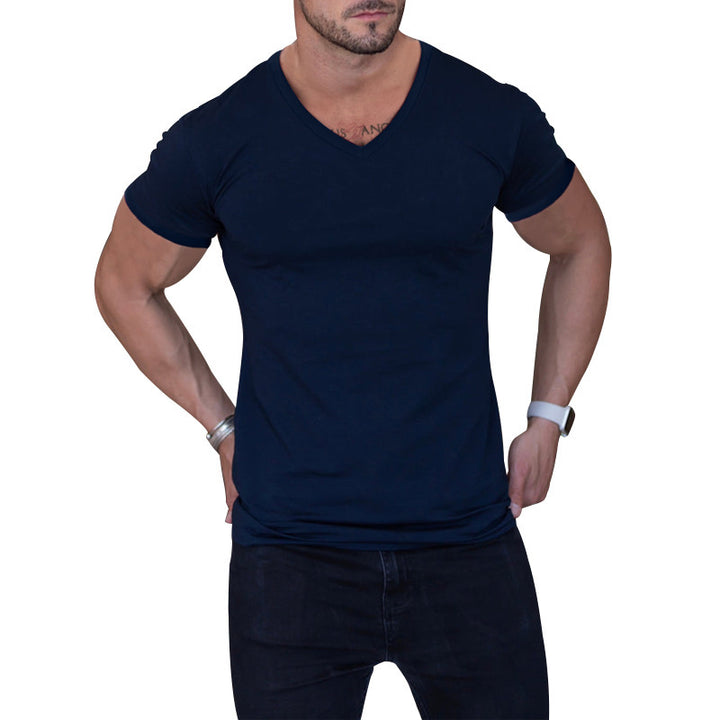 Herren V-Ausschnitt T-Shirt aus weichem Baumwollmix Echoarchiv