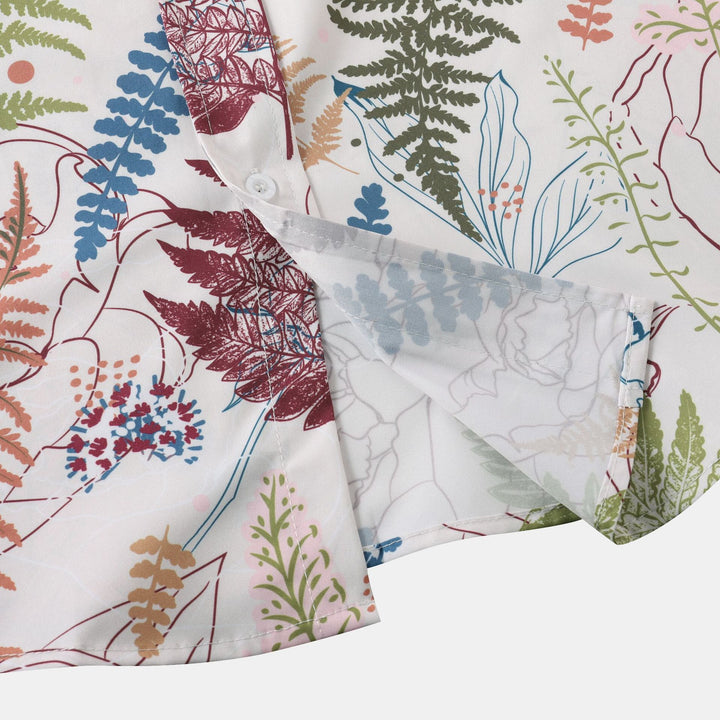 Herren Kurzarmhemd mit elegantem botanischen Druck und geschmeidiger Struktur Echoarchiv
