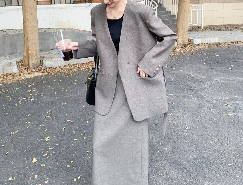 Damen Eleganter Oversized Blazer mit Taschen Echoarchiv