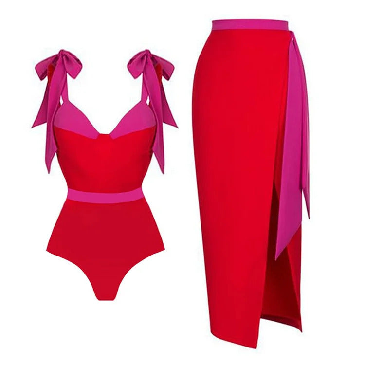 Damen hochtailliertes Bikiniset mit Wickelrock Echo Archiv
