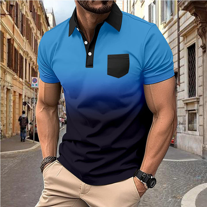 Herren Casual Poloshirt mit Farbverlauf und Brusttasche Echoarchiv