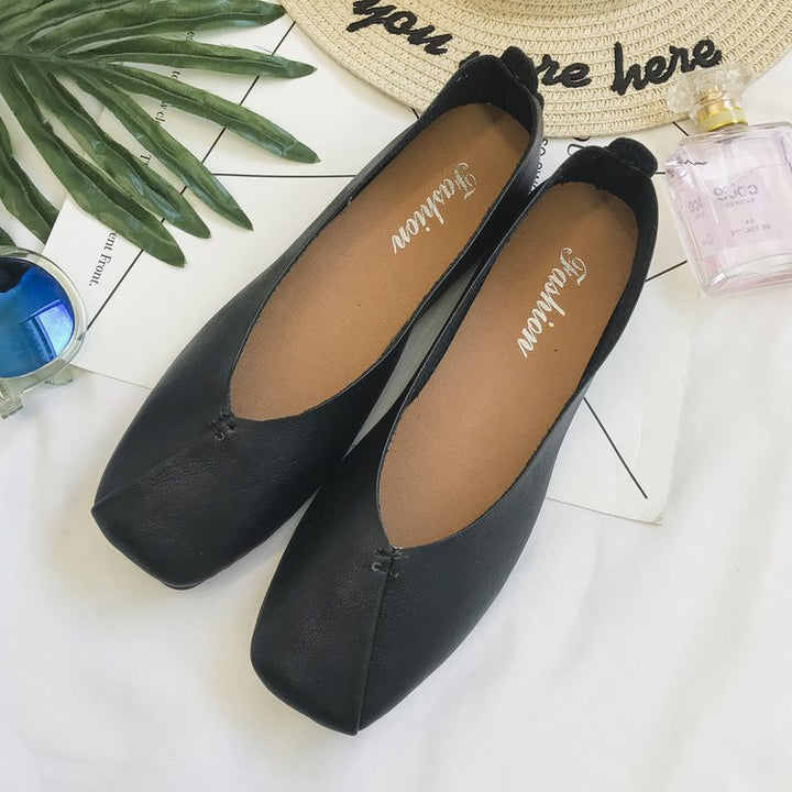 Damen nan quadratische Ballerina-Slipper aus weichem Kunstleder mit gepolstertem Komfortfußbett Echo Archiv
