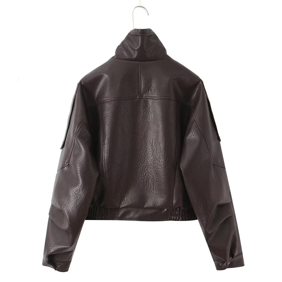 Damen Cropped Bikerblouson aus veganer Lederoptik mit asymmetrischer Frontpatte und Taillenbund Echoarchiv