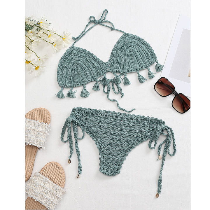Damen Häkel-Bikini-Set mit fransigen Akzenten und verstellbaren Trägern Echo Archiv