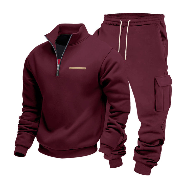Herren Zip-Pullover- und Cargo-Jogger-Set aus weichem French-Terry Echoarchiv