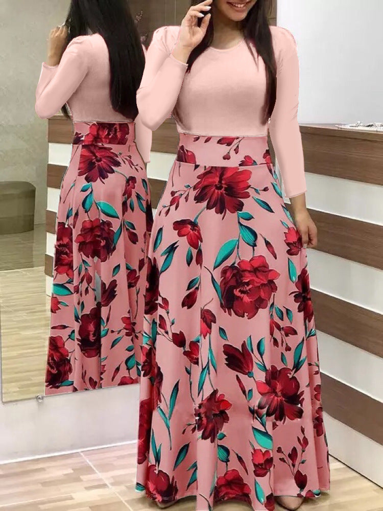Damen Elegantes Maxikleid mit grafischem Druck und flexiblem Bund Echo Archiv