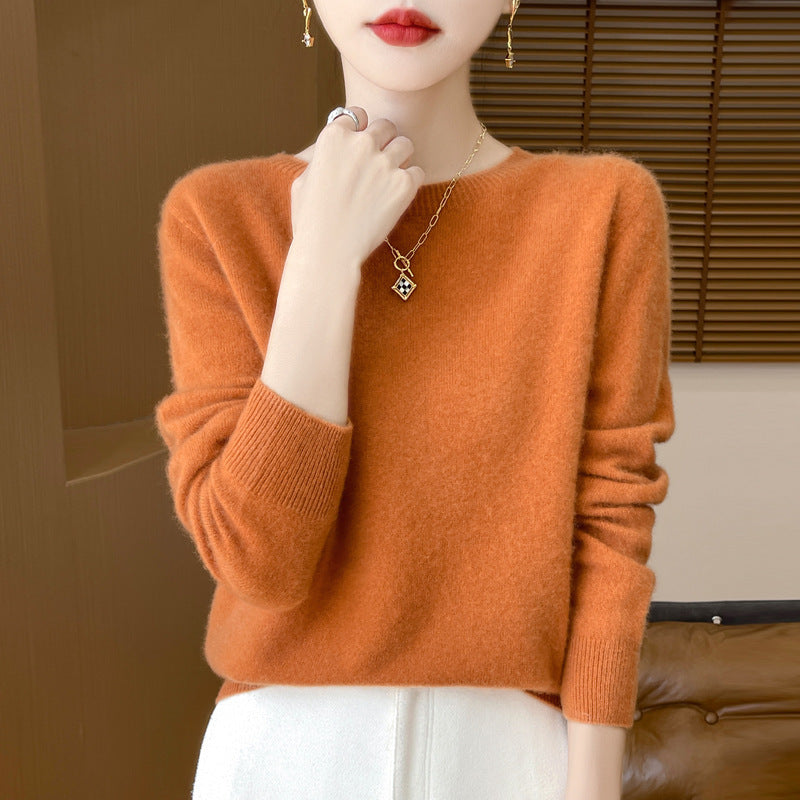 Damen Weicher Mohair‑Optik Rundhals‑Pullover mit feinem Rippsaum und leichter Oversize‑Passform Echoarchiv