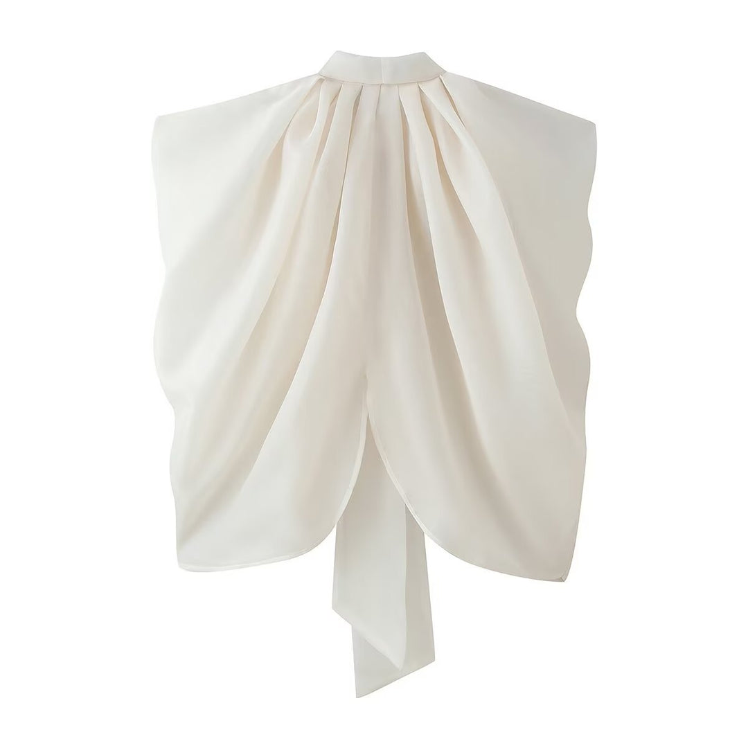 Damen Ärmellose Chiffonbluse mit Schleifenkragen Echoarchiv
