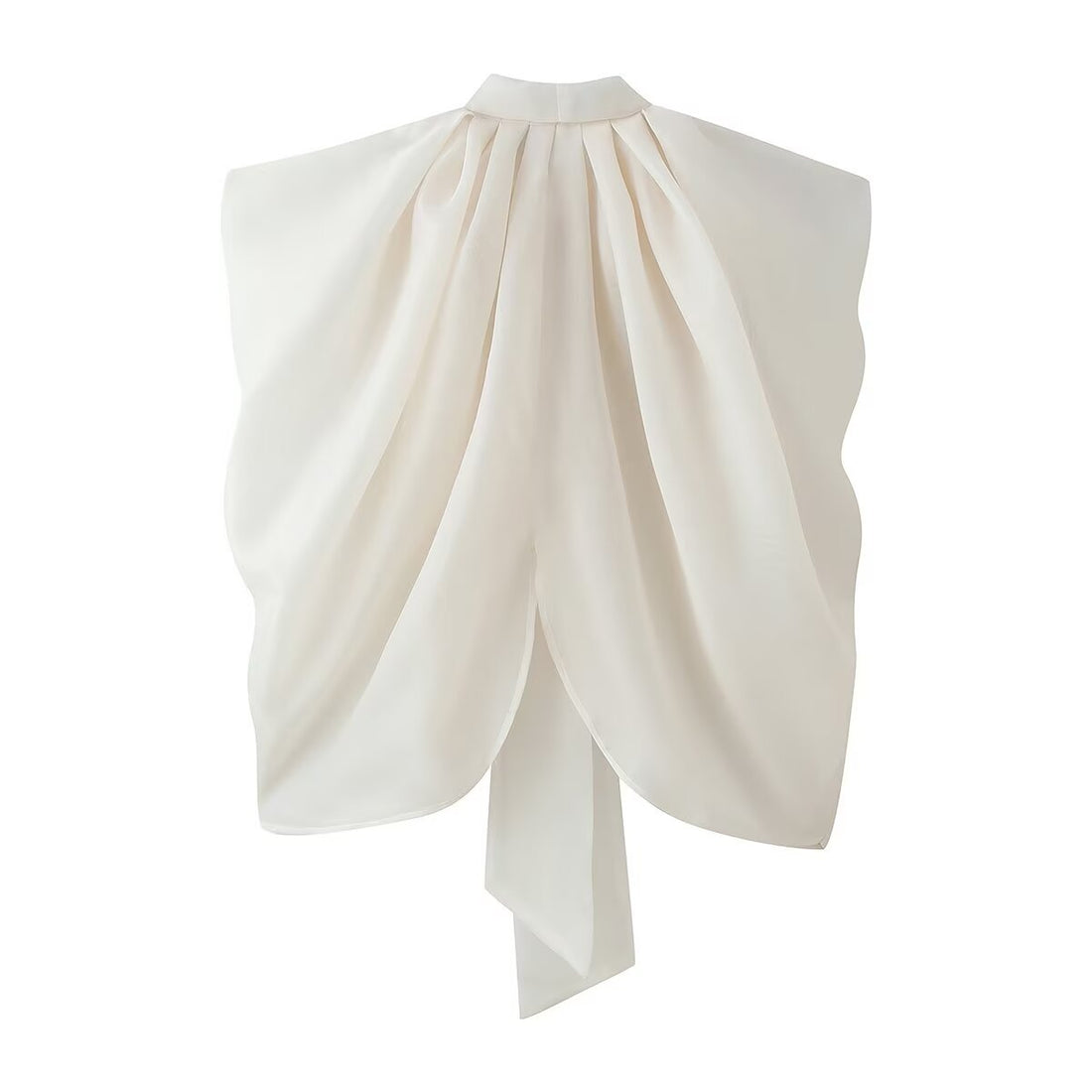 Damen Ärmellose Chiffonbluse mit Schleifenkragen Echoarchiv
