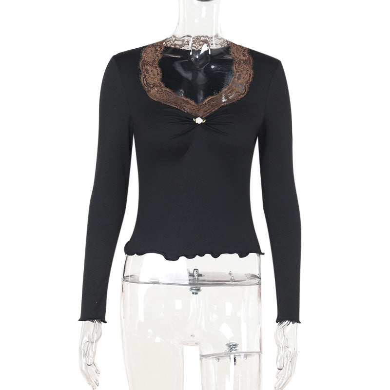 Damen Langarmshirt mit eleganter Spitze und verspieltem Detail Echo Archiv