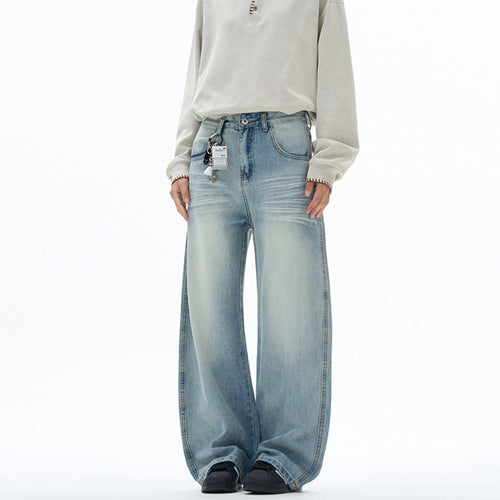 Damen extraweite hochgeschnittene Baggy-Jeans mit tiefem Schritt und Vintage‑Waschung Echo Archiv