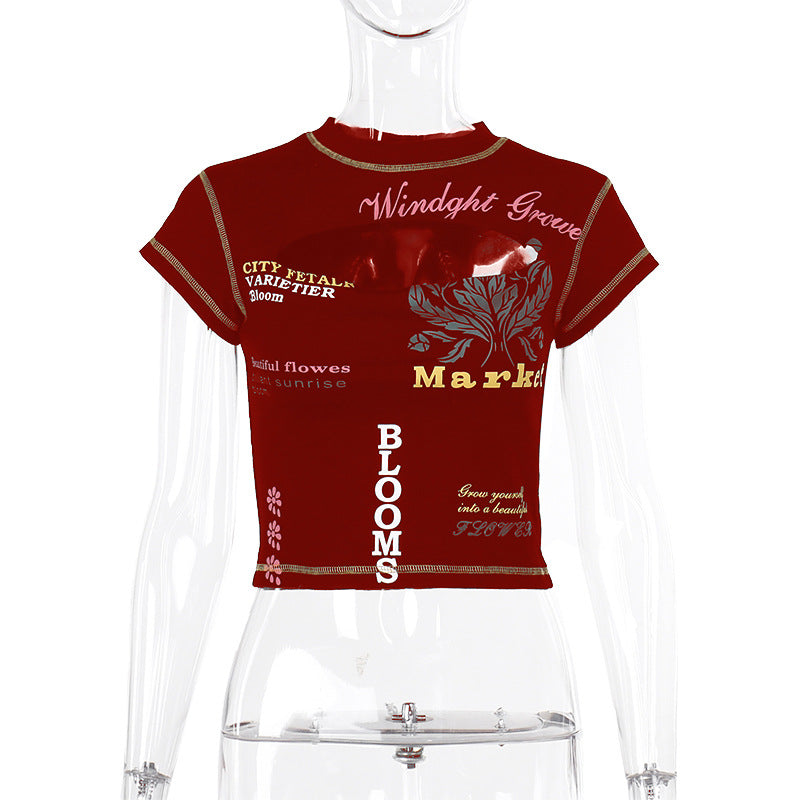 Damen Trendiges Crop-Top mit grafischen Prints Echo Archiv