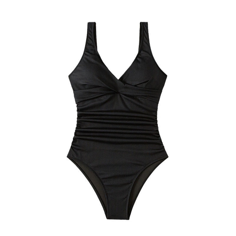 Damen Einteiliger Badeanzug mit elegantem Raffung und V-Ausschnitt Echo Archiv