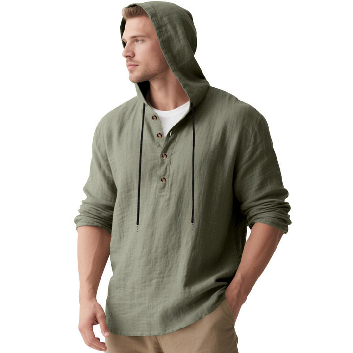 Herren Kapuzenshirt mit Knopfleiste und lässigem Schnitt Echoarchiv