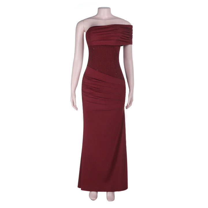 Damen Elegantes Abendkleid mit asymmetrischem Oberteil und figurformenden Raffungen Echo Archiv