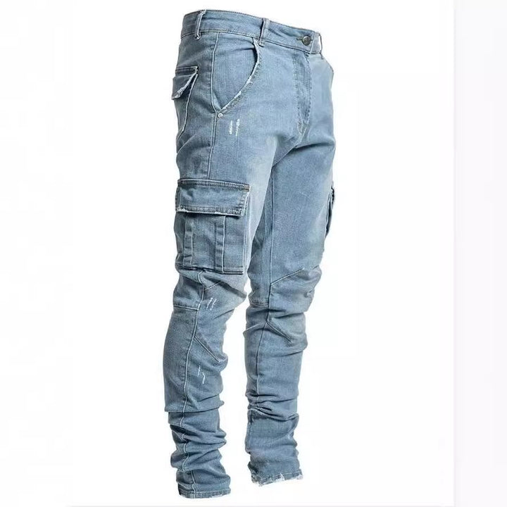 Herren Eng geschnittene Cargo-Jeans mit Stretch und Mehrfach-Taschen Echo Archiv
