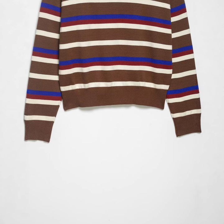 Damen Gestreifter Polokragen-Strickpullover im Boxy-Cropped-Schnitt Echoarchiv