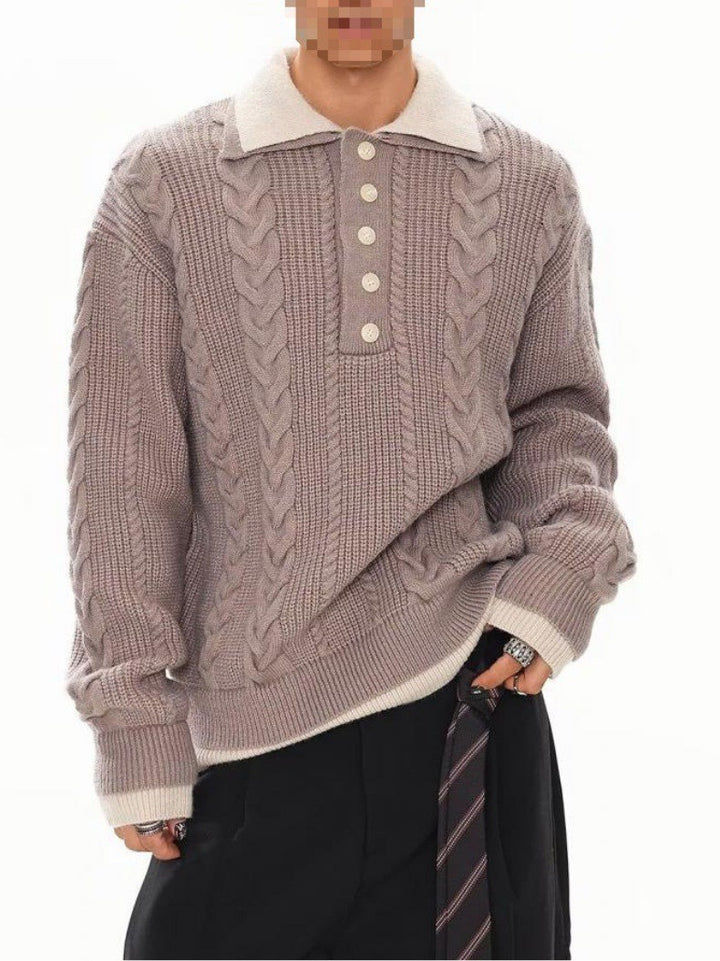 Herrenmode Grobstrickpullover mit Polo-Kragen Echo Archive
