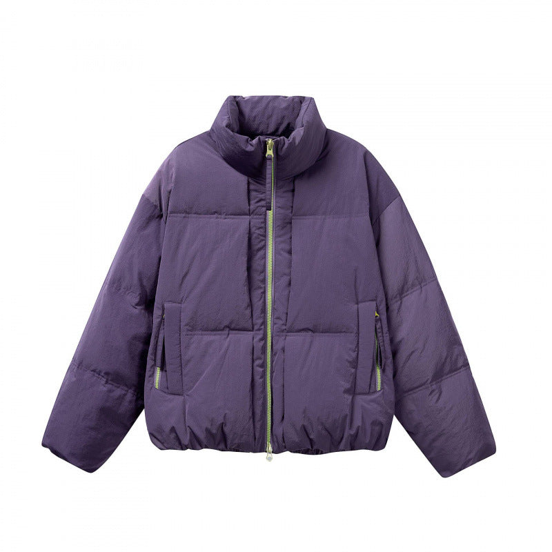 Damen Kurze Oversize-Steppjacke mit hohem Stehkragen und Kontrast-Reißverschluss Echo Archiv