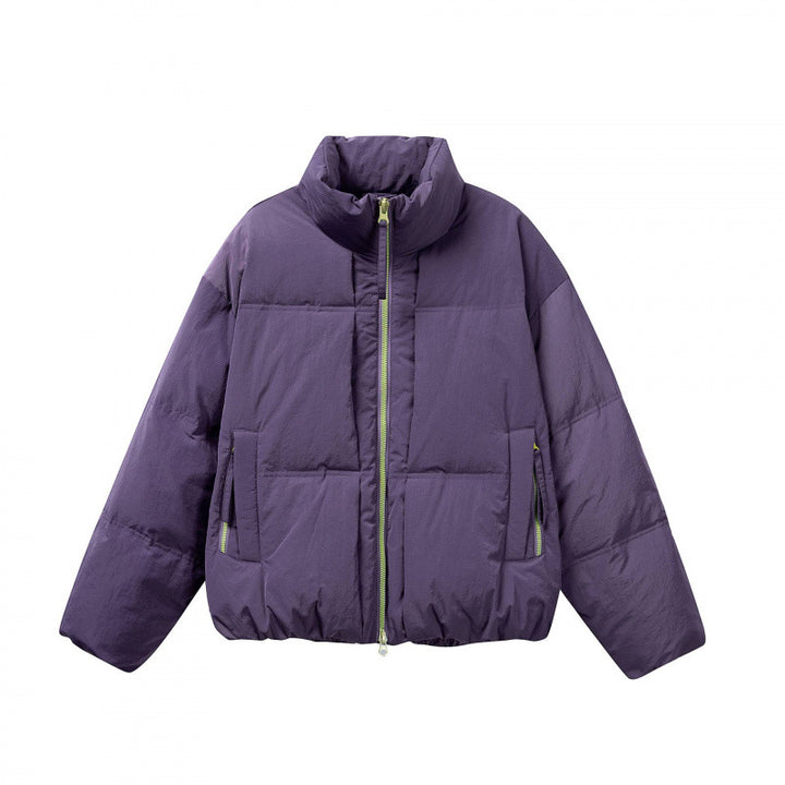 Damen Kurze Oversize-Steppjacke mit hohem Stehkragen und Kontrast-Reißverschluss Echo Archiv