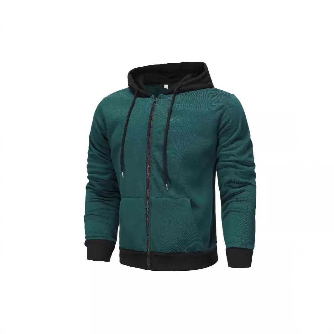 Herren Zip-Hoodie mit Kontrastfarbe und Kängurutasche Echoarchiv