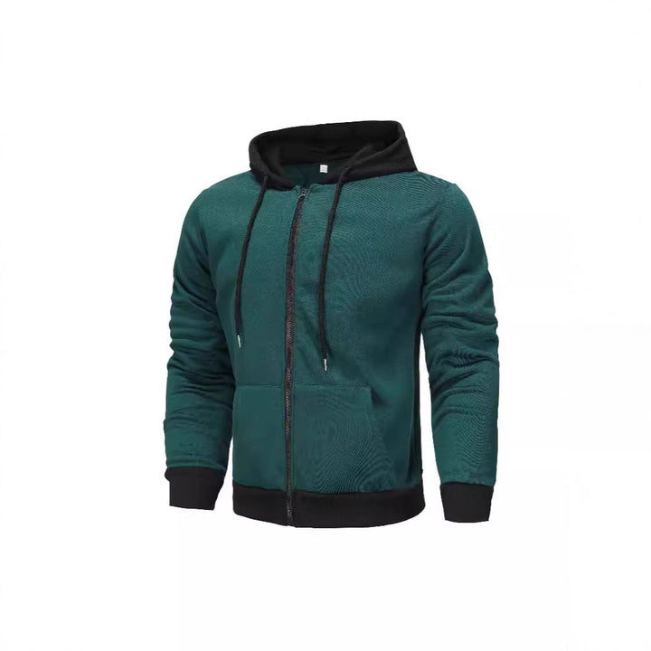 Herren Zip-Hoodie mit Kontrastfarbe und Kängurutasche Echoarchiv