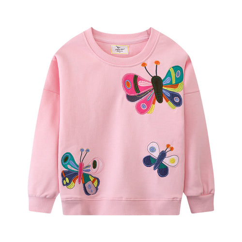 Mädchen Sweatshirt mit bunten Schmetterlings-Stickereien Echo Archiv
