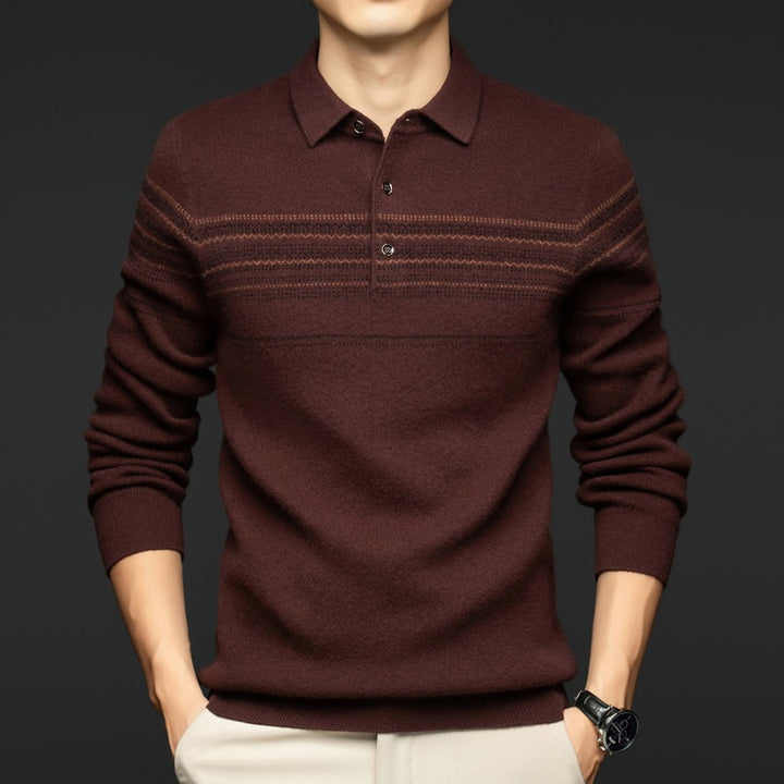 Herren stilvoller Strickpullover mit modernem Kragen und feiner Struktur Echoarchiv