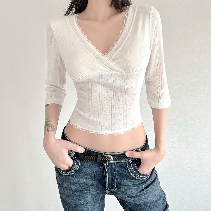 Damen Kurzarm Wickeloberteil Echo Archiv