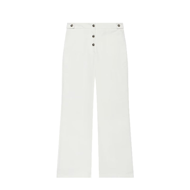 Damen Hochgeschnittene weite Hose mit sichtbarer Knopfleiste und Bundriegel Echoarchiv