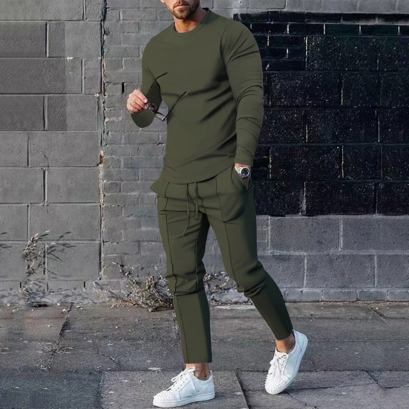 Herren Sportliches Langarmshirt mit modischem Slim-Fit-Schnitt und lässigen Jogger-Hosen Echoarchiv