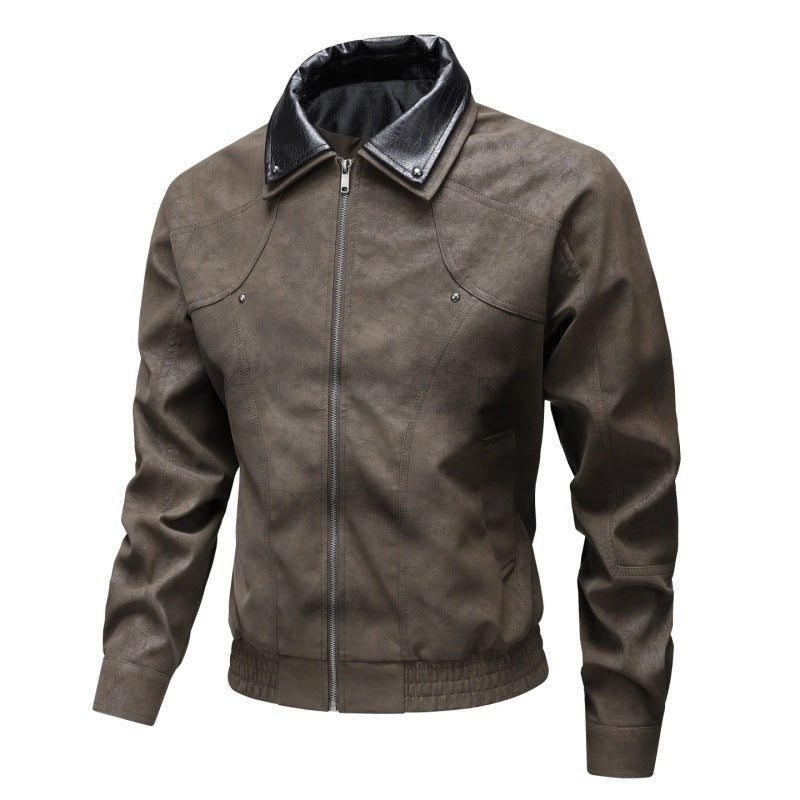 Herren Vintage-inspirierte Kunstleder-Blousonjacke mit kontrastkragen Echo Archiv