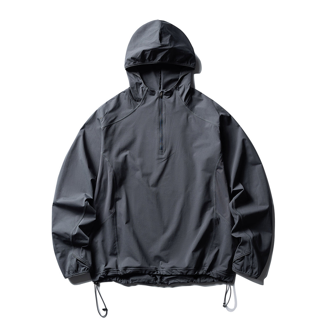 Unisex Atmungsaktiver Half-Zip-Kapuzenanorak mit Tunnelzugsaum und Flatlock‑Nähten Echoarchiv