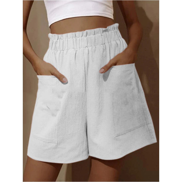Damen lässige Leinen-Shorts mit elastischem Taillenzug und praktischen Seitentaschen Echoarchiv
