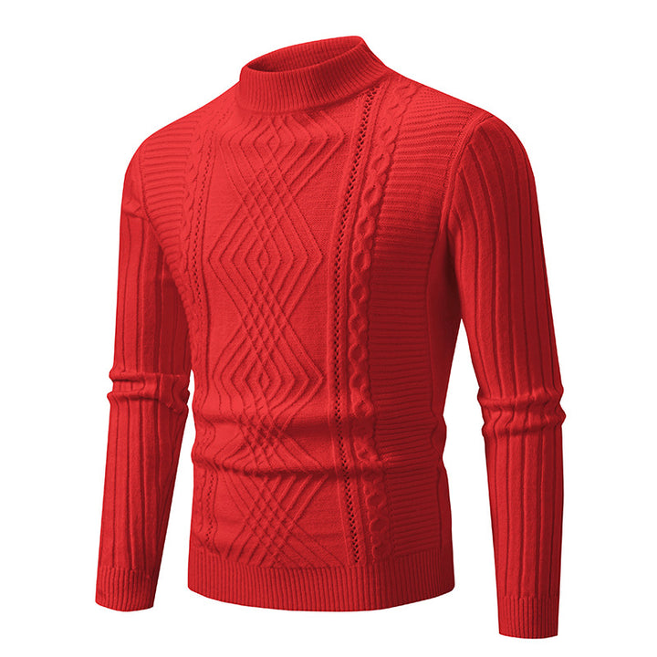 Herren Rollkragenpullover aus hochwertiger Baumwolle mit strukturiertem Zopfmuster Echoarchiv