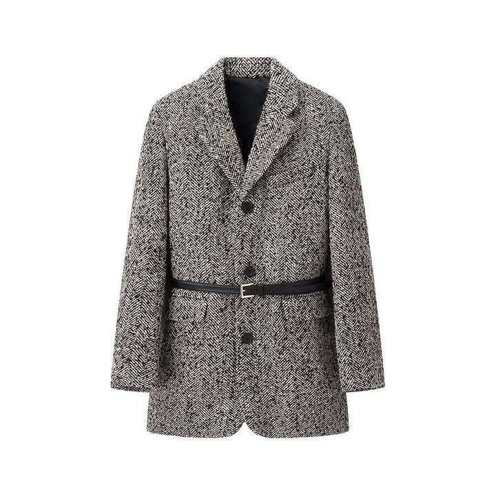 Damen Taillierter Bouclé‑Tweed‑Mantelblazer mit schmalem Taillengürtel Echo Archiv