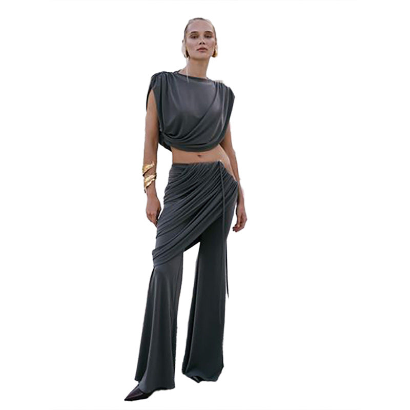 Damen Elegantes Set mit gerafftem Oberteil und weitem Bund Echo Archiv