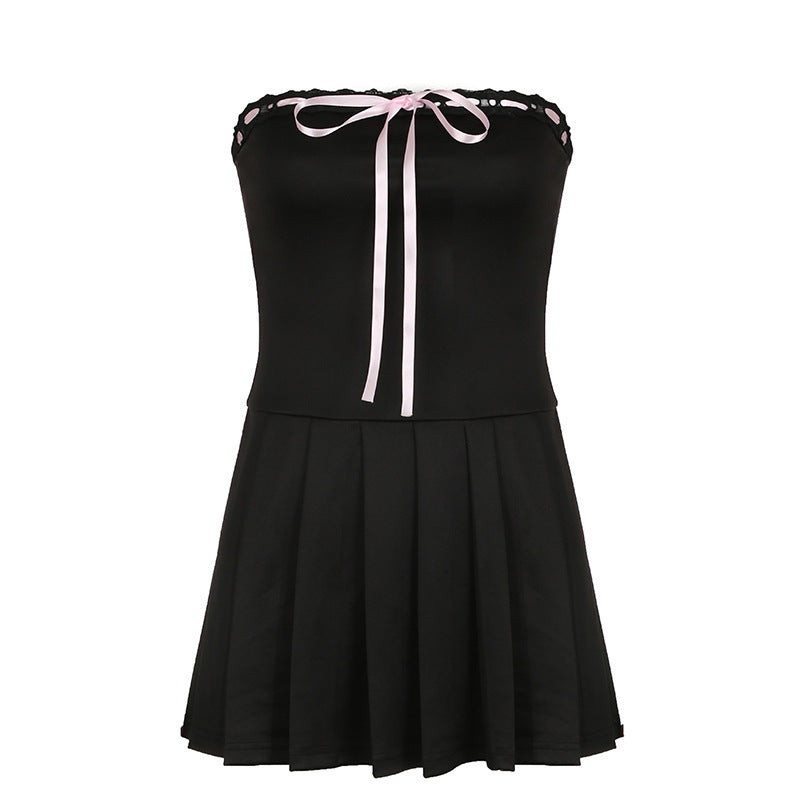 Damen Trägerkleid mit elegantem Spitzendetail und schwingendem Rock Echo Archiv