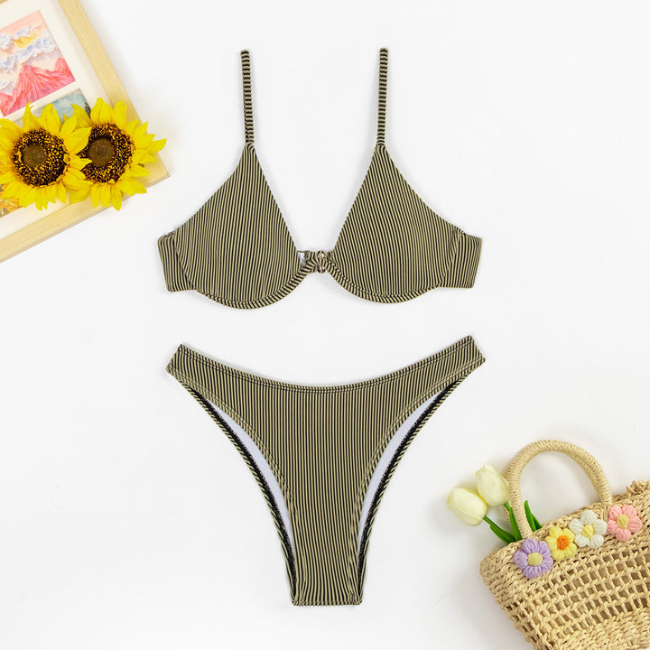 Damen Hoch geschnittener Bikini mit eleganten Rippendetails Echo Archiv