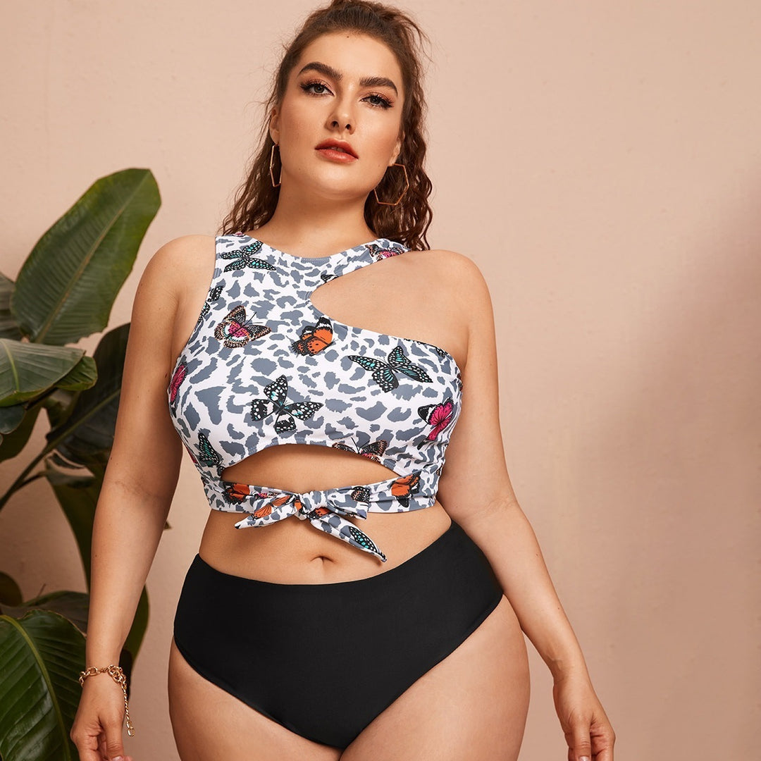 Damen Crop-Bikini-Oberteil mit modischem Bindedesign Echo Archiv