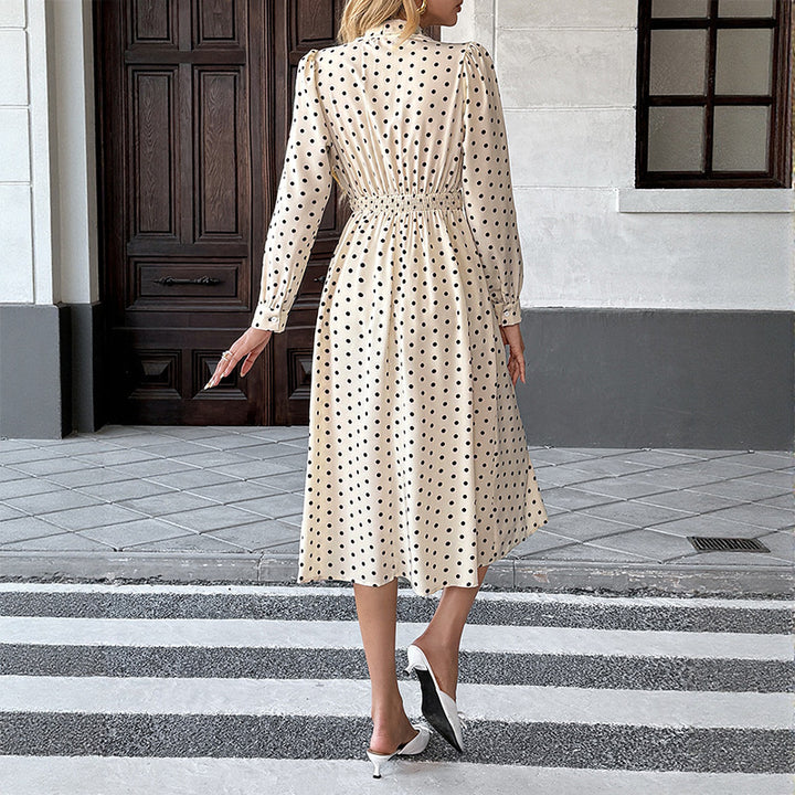 Damen Elegantes Midikleid mit Schluppe und Punkten Echo Archiv
