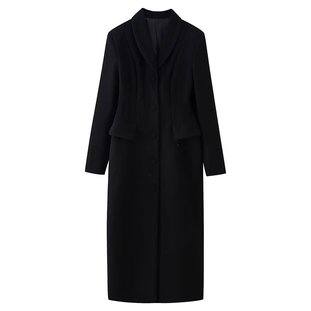 Damen taillierter langer Mantel mit Schalkragen und Peplum-Taille Echo Archiv