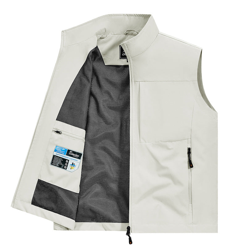 Herren Utility‑Weste mit Multi‑Taschen, Stehkragen & atmungsaktivem Mesh‑Futter Echoarchiv