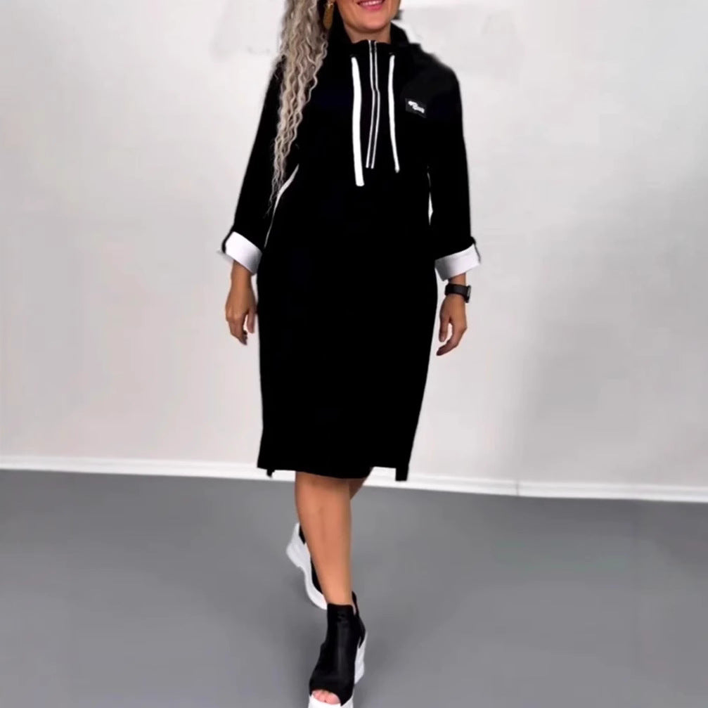 Damen nan Hoodie-Midikleid mit Kapuze, Kordelzug und krempelbaren Manschetten Echo Archiv