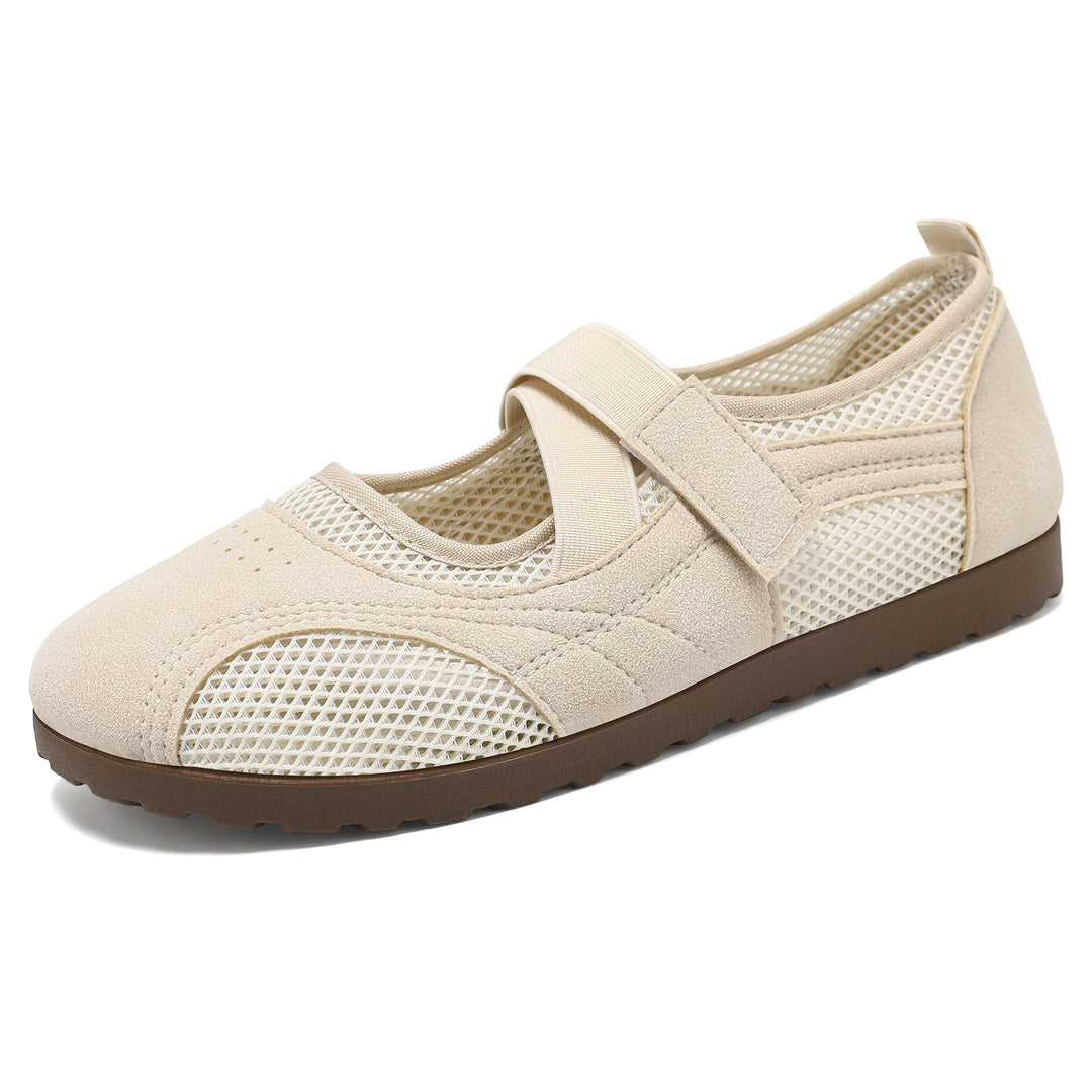 Damen nan atmungsaktive Mary-Jane-Walking-Halbschuh mit Klettverschluss und verstärkter Profilsohle Echo Archiv