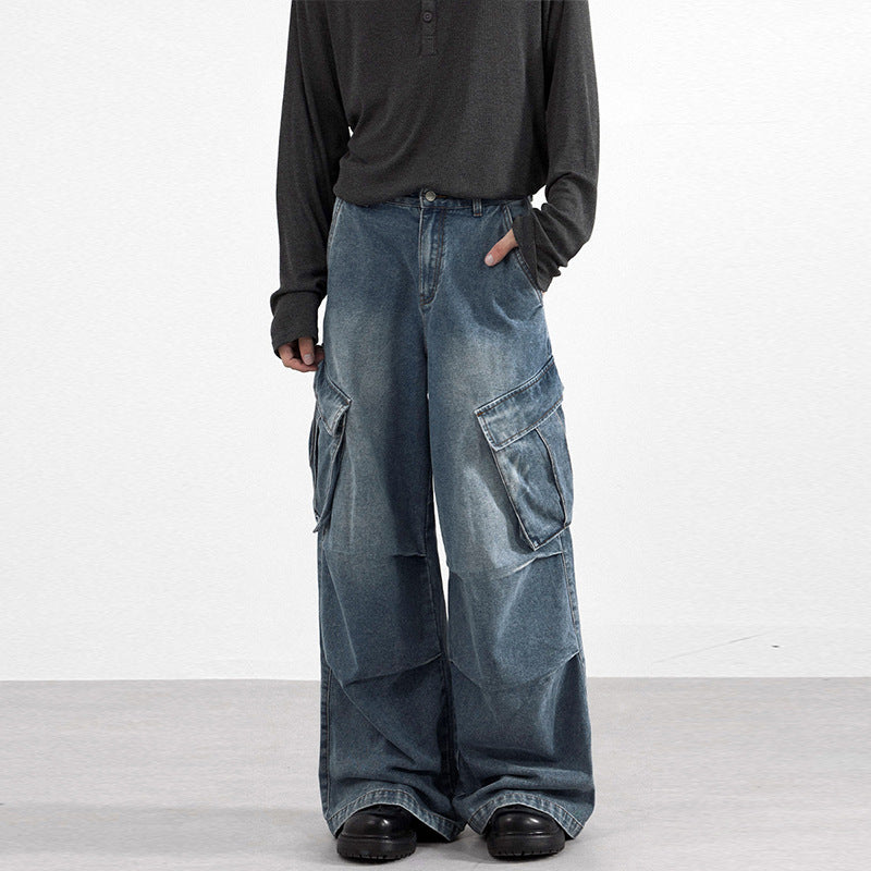Herren Extraweite Paneel-Denim-Cargohose im weiten Baggy-Cut mit Kniepaneelen Echo Archiv