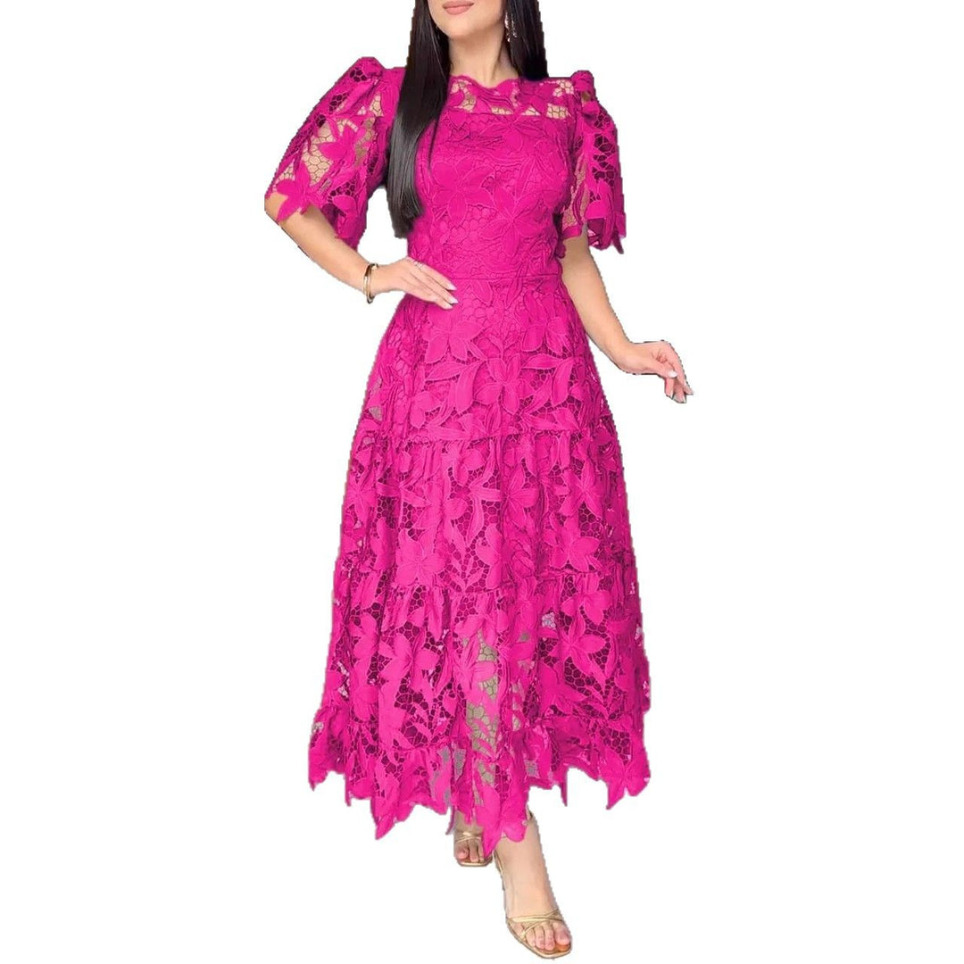 Damen nan Maxikleid aus floraler Guipure-Spitze mit taillierter Passform und Stufensaum Echo Archiv