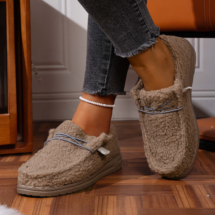 Damen Kuschelige Sherpa-Slipper mit flexibler Gummiaußensohle Echo Archiv