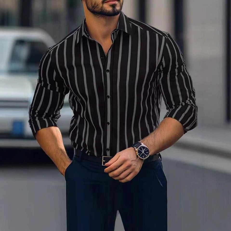 Herren Langarmhemd mit eleganten Streifen und modernem Schnitt Echoarchiv